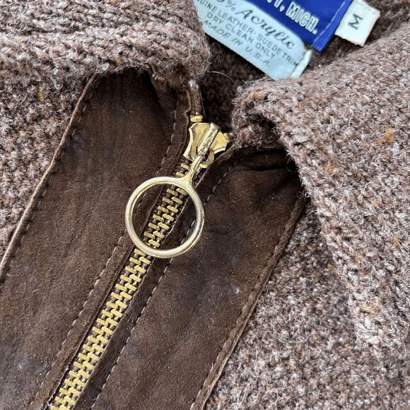 VTG 50s–60s Traverse Bay Woolens Suede Trim Zip Jacket TALON – M - Picture 6 of 10